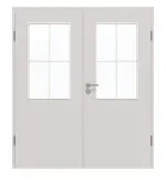 Frontansicht von GARANT Doppelflügeltür inkl. Zarge U12188SD Lichtgrau GHK08 mit Lichtausschnitt LA-6 Sprosse SP0