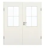 Frontansicht von GARANT Doppelflügeltür inkl. Zarge Weiß Struktur Premium CPL mit Lichtausschnitt LA-6 Sprosse SP0