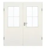 Frontansicht von GARANT Doppelflügeltür inkl. Zarge Weiß Struktur Premium GCK08 mit Lichtausschnitt LA-6 Sprosse SP0