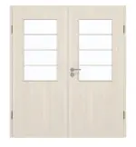 Frontansicht von GARANT Doppelflügeltür inkl. Zarge Authentic Perl CPL mit Lichtausschnitt LA-6 Sprosse SP10