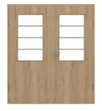 Frontansicht von GARANT Doppelflügeltür inkl. Zarge Authentic Risseiche CPL mit Lichtausschnitt LA-6 Sprosse SP10