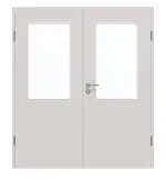 Frontansicht von GARANT Doppelflügeltür inkl. Zarge U12188SD Lichtgrau GHK08 mit Lichtausschnitt LA-6