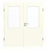 Frontansicht von GARANT Doppelflügeltür inkl. Zarge W980ST15 Platinweiß GHK08 mit Lichtausschnitt LA-6