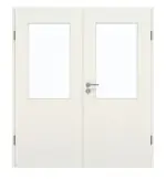 Frontansicht von GARANT Doppelflügeltür inkl. Zarge Weiß Struktur Premium GCK08 mit Lichtausschnitt LA-6