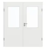 Frontansicht von GARANT Doppelflügeltür inkl. Zarge Matt Weißlack 9016 G-TEC mit Lichtausschnitt LA-6