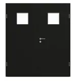 Frontansicht von GARANT Doppelflügeltür inkl. Zarge 0901-60 Black Resopal mit Lichtausschnitt LA-7