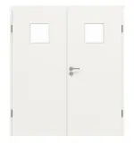 Frontansicht von GARANT Doppelflügeltür inkl. Zarge Weißlack 9016 GHK08 mit Lichtausschnitt LA-7
