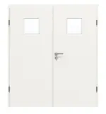 Frontansicht von GARANT Doppelflügeltür inkl. Zarge Weißlack 9016 mit Lichtausschnitt LA-7