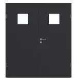 Frontansicht von GARANT Doppelflügeltür inkl. Zarge Matt RAL 9005 G-TEC mit Lichtausschnitt LA-7