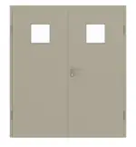 Frontansicht von GARANT Doppelflügeltür inkl. Zarge Matt Seidengrau 7044 G-TEC mit Lichtausschnitt LA-7
