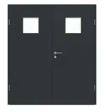 Frontansicht von GARANT Doppelflügeltür inkl. Zarge U12000SD Vulkanschwarz GHK08 mit Lichtausschnitt LA-7