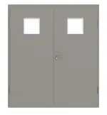 Frontansicht von GARANT Doppelflügeltür inkl. Zarge U12115SD Platingrau GHK08 mit Lichtausschnitt LA-7