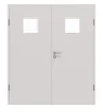 Frontansicht von GARANT Doppelflügeltür inkl. Zarge U12188SD Lichtgrau GHK08 mit Lichtausschnitt LA-7