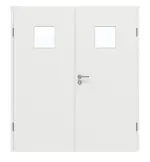 Frontansicht von GARANT Doppelflügeltür inkl. Zarge Matt Weißlack 9016 G-TEC mit Lichtausschnitt LA-7