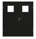 Frontansicht von GARANT Doppelflügeltür inkl. Zarge 0901-60 Black Resopal mit Lichtausschnitt LA-8