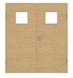 Frontansicht von GARANT Doppelflügeltür inkl. Zarge Quer Authentic Asteiche CPL mit Lichtausschnitt LA-8