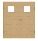 Frontansicht von GARANT Doppelflügeltür inkl. Zarge Quer Authentic Asteiche GCK08 mit Lichtausschnitt LA-8