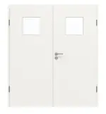 Frontansicht von GARANT Doppelflügeltür inkl. Zarge Weißlack 9016 GHK08 mit Lichtausschnitt LA-8