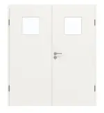 Frontansicht von GARANT Doppelflügeltür inkl. Zarge Weißlack 9016 mit Lichtausschnitt LA-8