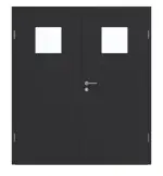 Frontansicht von GARANT Doppelflügeltür inkl. Zarge Matt RAL 9005 G-TEC mit Lichtausschnitt LA-8