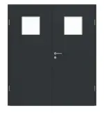 Frontansicht von GARANT Doppelflügeltür inkl. Zarge U12000SD Vulkanschwarz GHK08 mit Lichtausschnitt LA-8