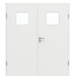 Frontansicht von GARANT Doppelflügeltür inkl. Zarge Matt Weißlack 9016 G-TEC mit Lichtausschnitt LA-8