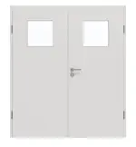 Frontansicht von GARANT Doppelflügeltür inkl. Zarge 0160-60 Silver Grey CPL mit Lichtausschnitt LA-9