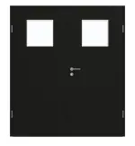 Frontansicht von GARANT Doppelflügeltür inkl. Zarge 0901-60 Black Resopal mit Lichtausschnitt LA-9