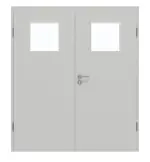 Frontansicht von GARANT Doppelflügeltür inkl. Zarge D92-60 Dove Grey Resopal mit Lichtausschnitt LA-9