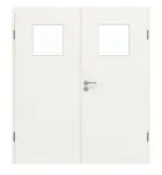 Frontansicht von GARANT Doppelflügeltür inkl. Zarge Weißlack 9016 GHK08 mit Lichtausschnitt LA-9