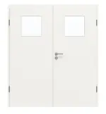 Frontansicht von GARANT Doppelflügeltür inkl. Zarge Weißlack 9016 mit Lichtausschnitt LA-9