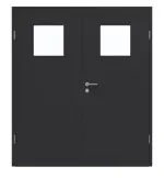 Frontansicht von GARANT Doppelflügeltür inkl. Zarge Matt RAL 9005 G-TEC mit Lichtausschnitt LA-9