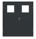 Frontansicht von GARANT Doppelflügeltür inkl. Zarge U12000SD Vulkanschwarz GHK08 mit Lichtausschnitt LA-9