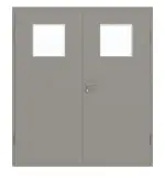 Frontansicht von GARANT Doppelflügeltür inkl. Zarge U12115SD Platingrau GHK08 mit Lichtausschnitt LA-9