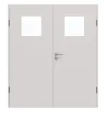 Frontansicht von GARANT Doppelflügeltür inkl. Zarge U12188SD Lichtgrau GHK08 mit Lichtausschnitt LA-9
