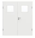 Frontansicht von GARANT Doppelflügeltür inkl. Zarge Matt Weißlack 9016 G-TEC mit Lichtausschnitt LA-9