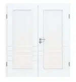 Frontansicht von CLASSEN Doppelflügeltür Weiß Struktur CPL 4.10 mit Lichtausschnitt mit Zarge