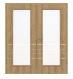Frontansicht von CLASSEN Doppelflügeltür 4.10 Hickory Eiche CPL mit Lichtausschnitt inkl. Zarge
