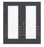 Frontansicht von CLASSEN Doppelflügeltür Graphit CPL 4.10 mit Lichtausschnitt mit Zarge