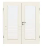 Frontansicht von CLASSEN Doppelflügeltür Weiß RAL 9010 CPL 4.10 mit Lichtausschnitt mit Zarge