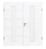 Frontansicht von CLASSEN Doppelflügeltür Weiß Struktur CPL 4.11 mit Lichtausschnitt mit Zarge