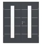 Frontansicht von CLASSEN Doppelflügeltür Graphit CPL 4.11 mit Lichtausschnitt mit Zarge