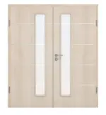 Frontansicht von CLASSEN Doppelflügeltür Akazie hell CPL 4.12 mit Lichtausschnitt mit Zarge