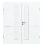Frontansicht von CLASSEN Doppelflügeltür Weiß Struktur CPL 4.12 mit Lichtausschnitt mit Zarge