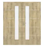 Frontansicht von CLASSEN Doppelflügeltür Hamilton Eiche CPL 4.12 mit Lichtausschnitt mit Zarge