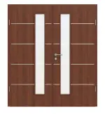 Frontansicht von CLASSEN Doppelflügeltür Italienische Walnuss CPL 4.12 mit Lichtausschnitt mit Zarge