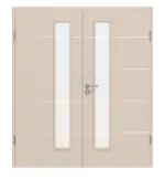 Frontansicht von CLASSEN Doppelflügeltür Kaschmir CPL 4.12 mit Lichtausschnitt mit Zarge