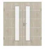 Frontansicht von CLASSEN Doppelflügeltür Kendal Eiche CPL 4.12 mit Lichtausschnitt mit Zarge