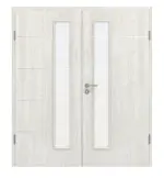 Frontansicht von CLASSEN Doppelflügeltür Norwegische Esche CPL 4.12 mit Lichtausschnitt mit Zarge