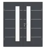 Frontansicht von CLASSEN Doppelflügeltür Graphit CPL 4.12 mit Lichtausschnitt mit Zarge